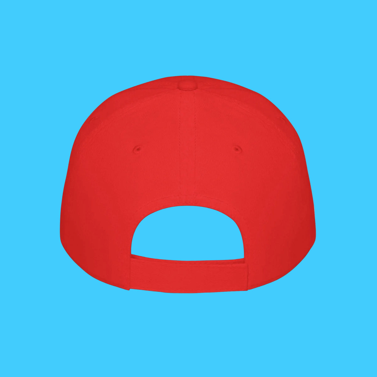 Red cap with a gray patch on a white background