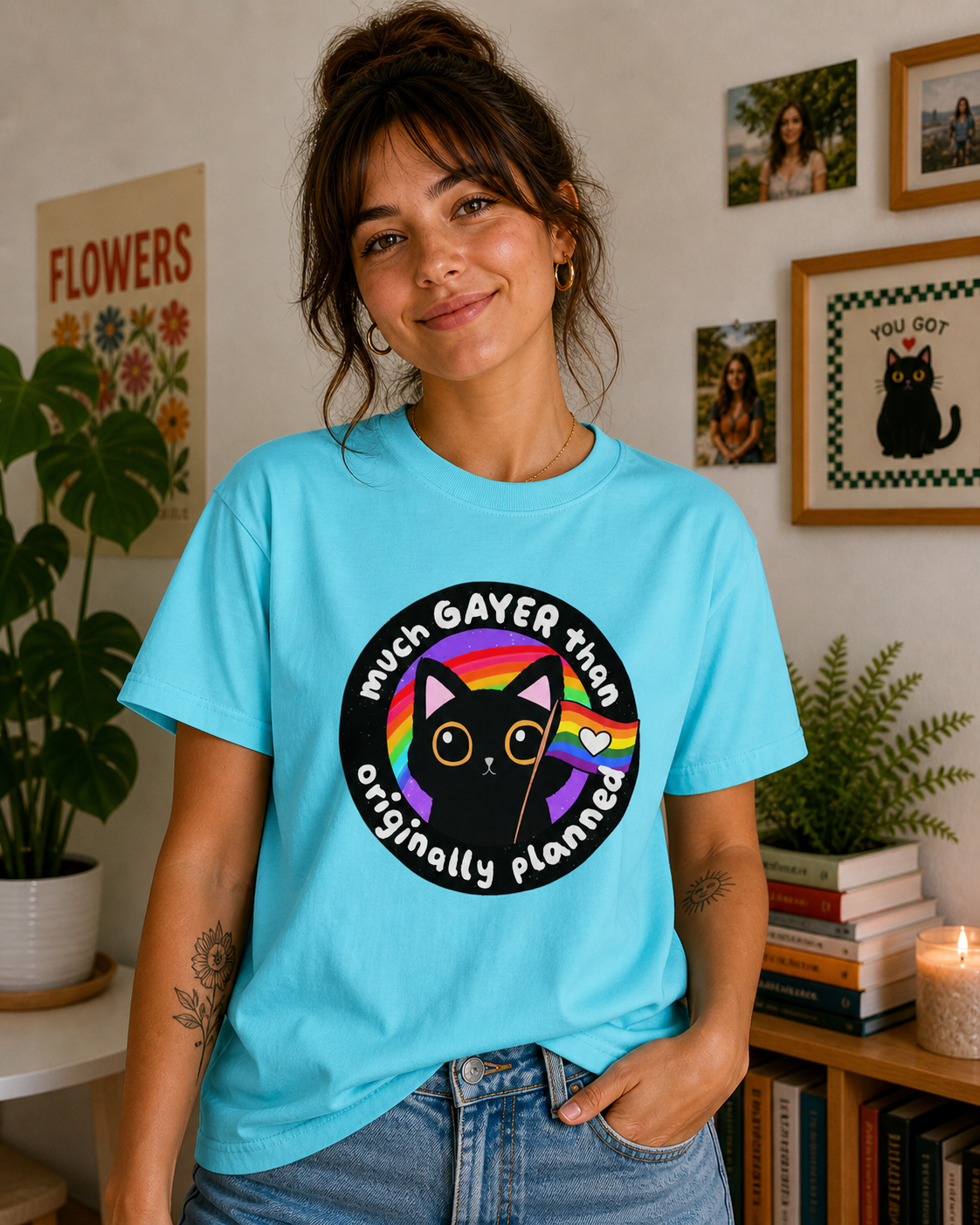 Much Gayer Than Originally Planned T-Shirt – Lightweight Cotton Tee | Funny LGBTQ Pride Shirt