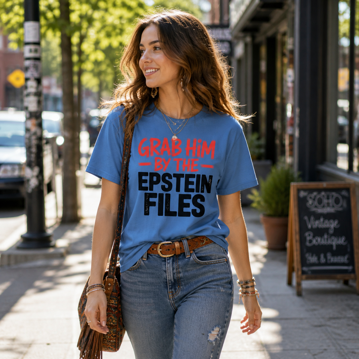 Grab Him by the Epstein Files T-Shirt – Garment Dyed Heavyweight Tee | Political Satire Shirt