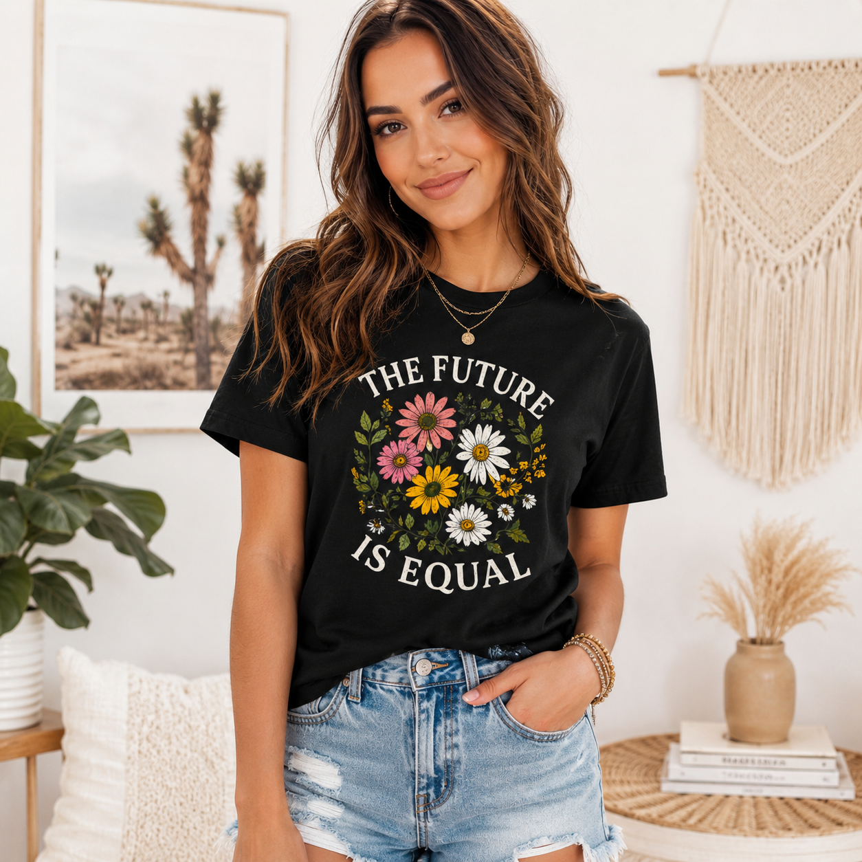 The Future Is Equal Floral T-Shirt – Garment Dyed Heavyweight Tee | Equality Shirt
