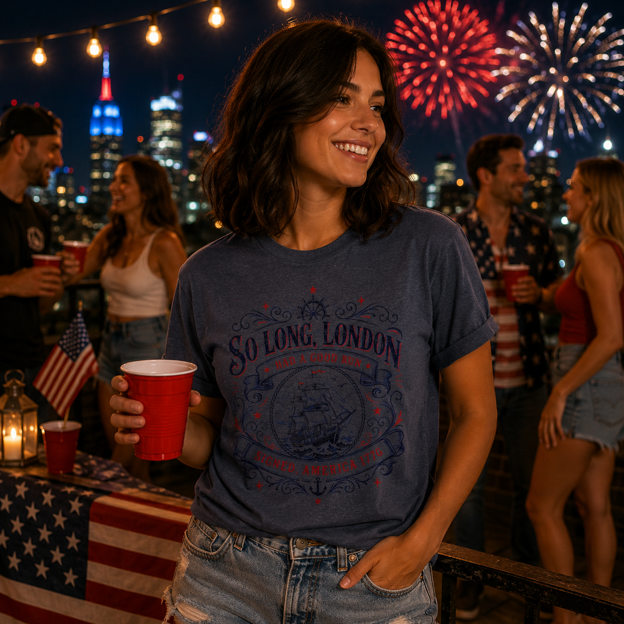 So Long, London Vintage Ship T-Shirt — Patriotic Graphic Tee
