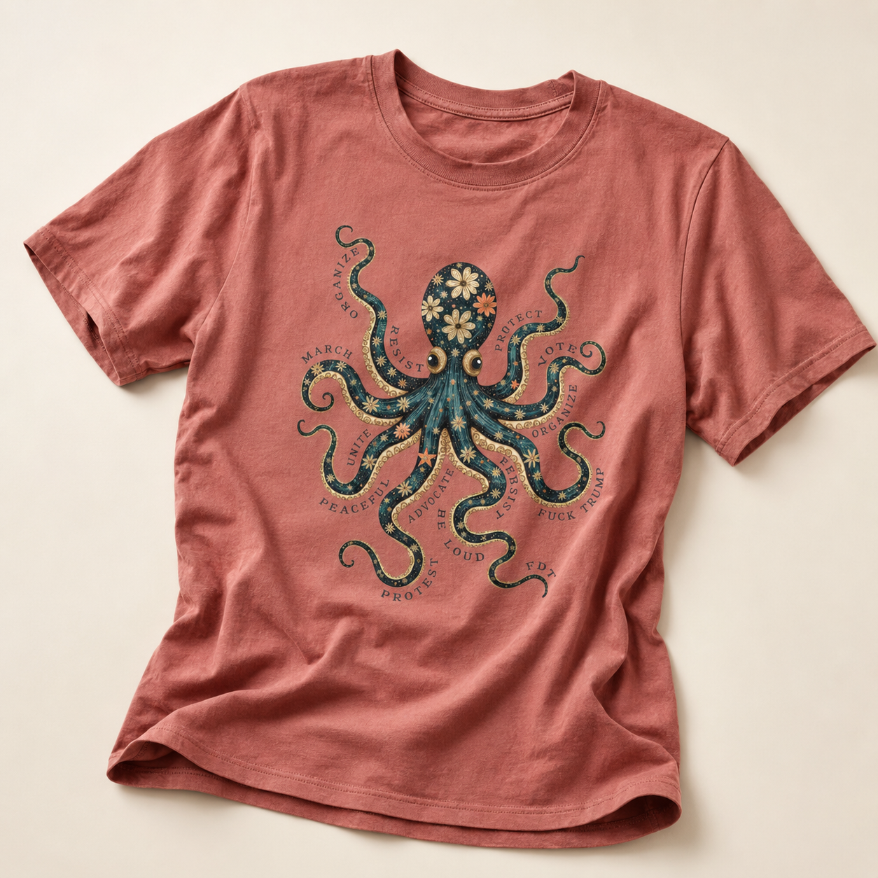 Octopus Floral T-Shirt — Subtle F*ck Trump Graphic Tee