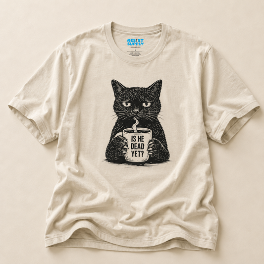 Is He Dead Yet? Black Cat Graphic T-Shirt