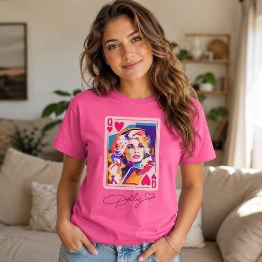 Dolly Queen of Hearts Tee — Colorful Pop Art Playing Card T-Shirt