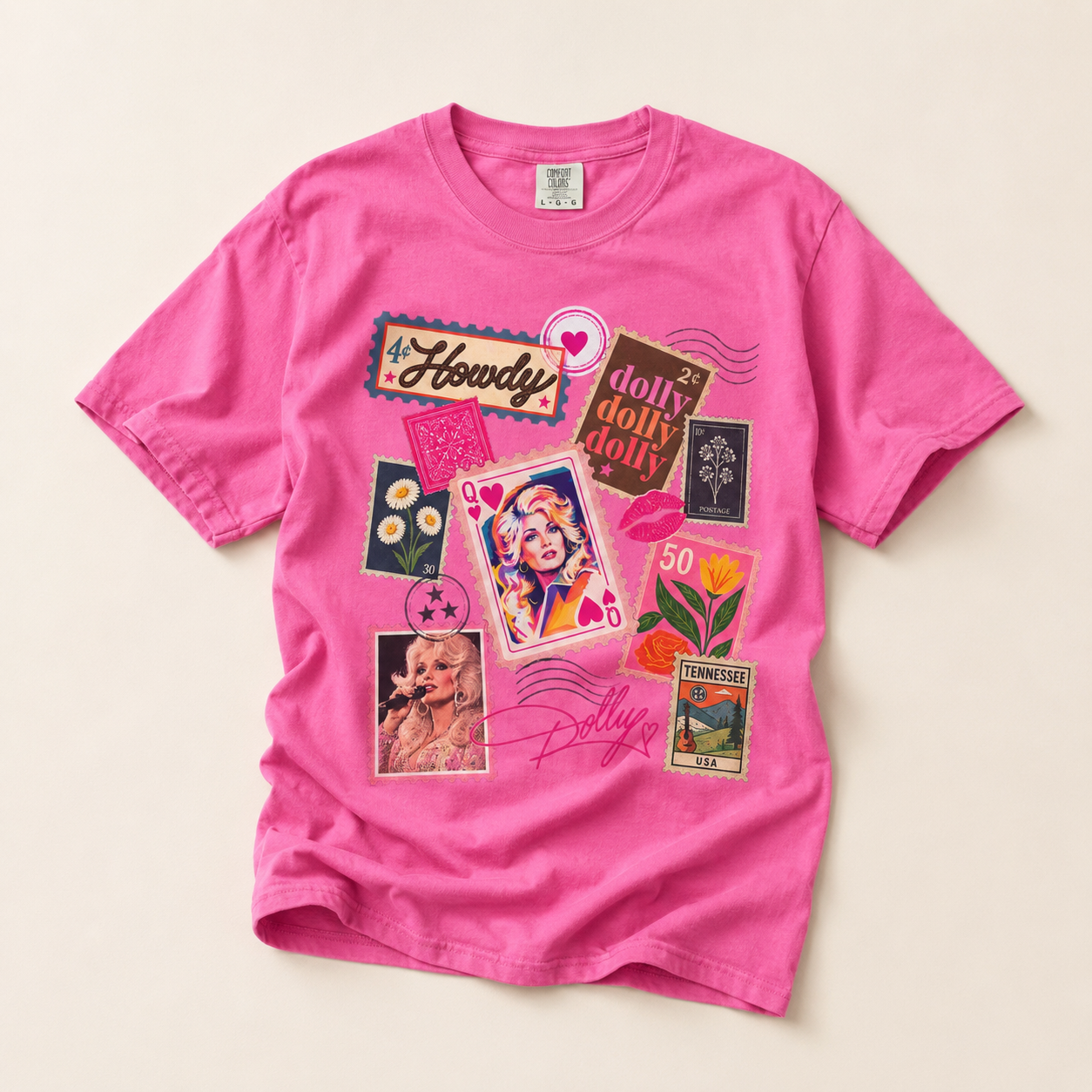 Dolly Parton Stamp Collage T-Shirt
