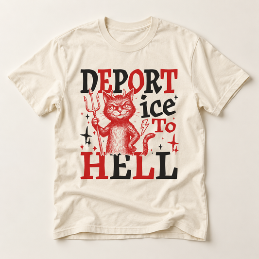 T‑Shirt — 'Deport Ice To Hell' Devil Cat Graphic Tee