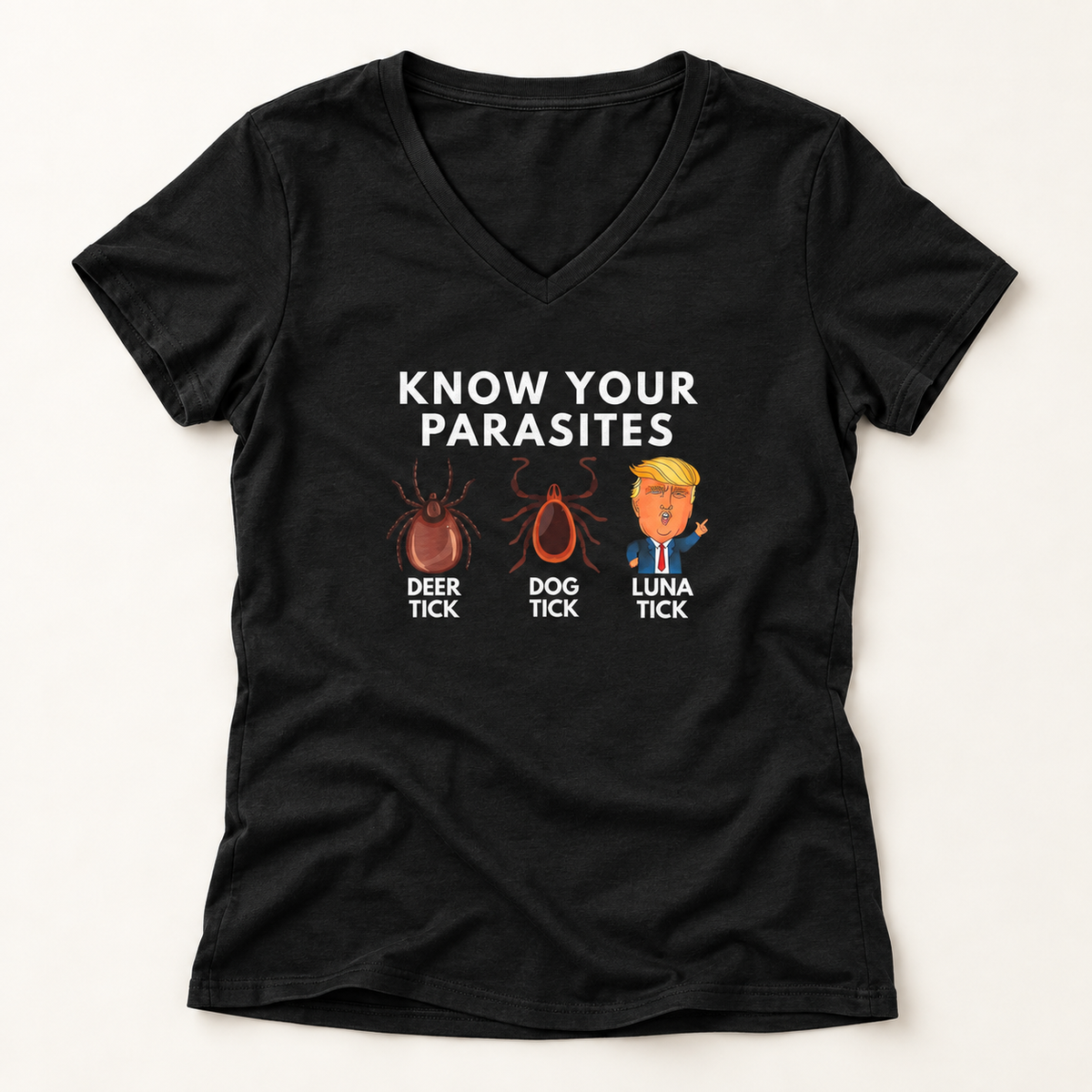 Know Your Parasites Deer Tick Dog Tick Luna Tick V-Neck T-Shirt