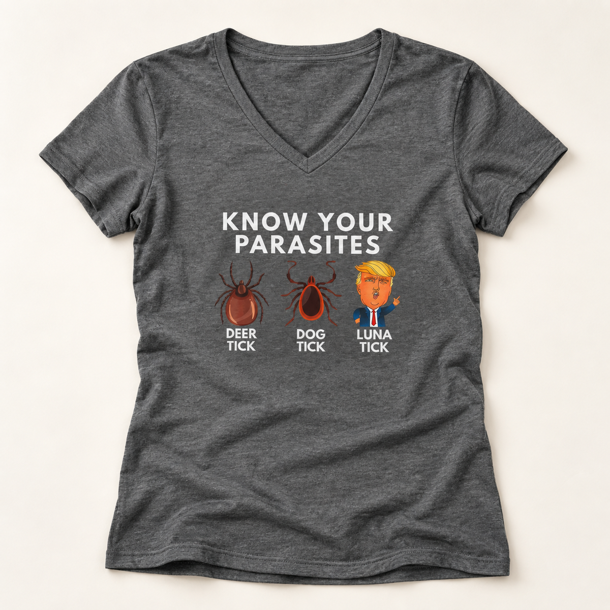 Know Your Parasites Deer Tick Dog Tick Luna Tick V-Neck T-Shirt