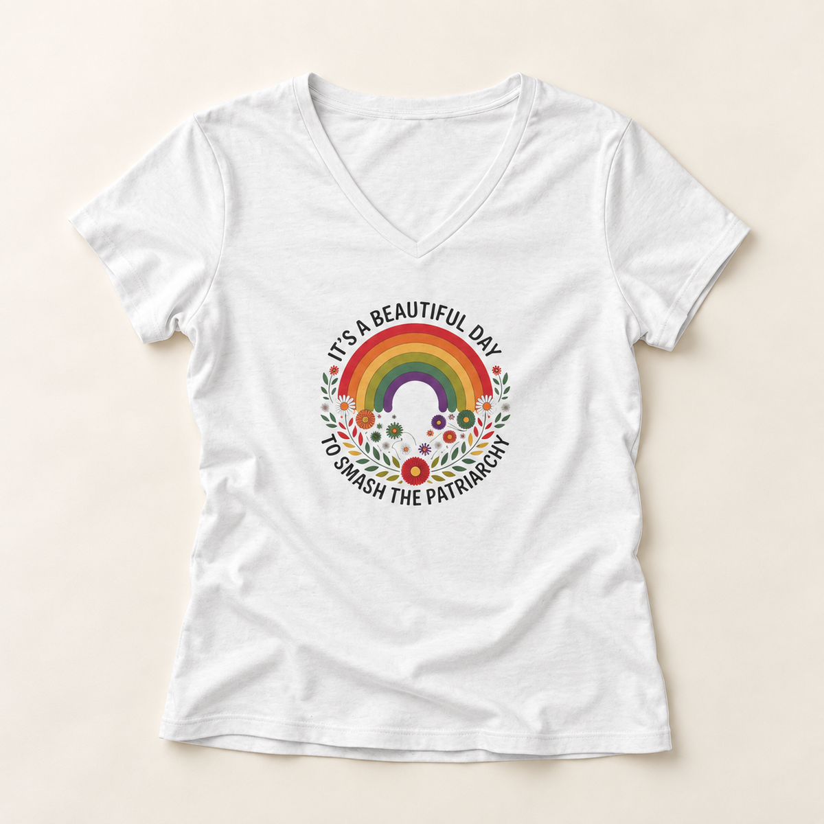 It's a Beautiful Day to Smash the Patriarchy V-Neck T-Shirt
