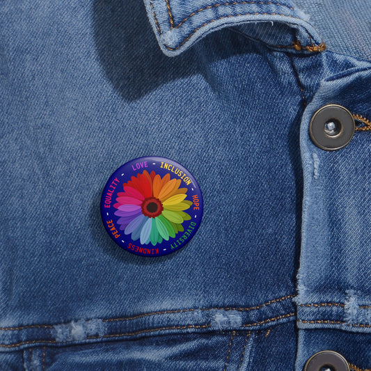 Rainbow Daisy Love Inclusion Hope Equality Pinback Button