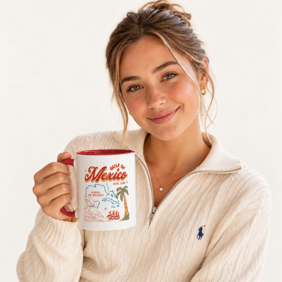 Gulf of Mexico Coffee Mug, alternate view on warm off-white