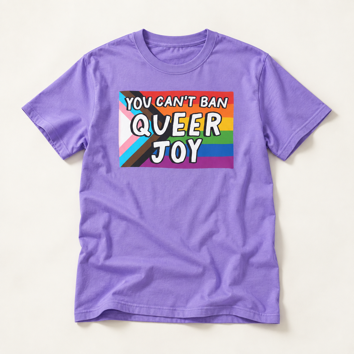 You Can’t Ban Queer Joy T-Shirt – Lightweight Cotton Tee | LGBTQ Pride Statement Activist Shirt