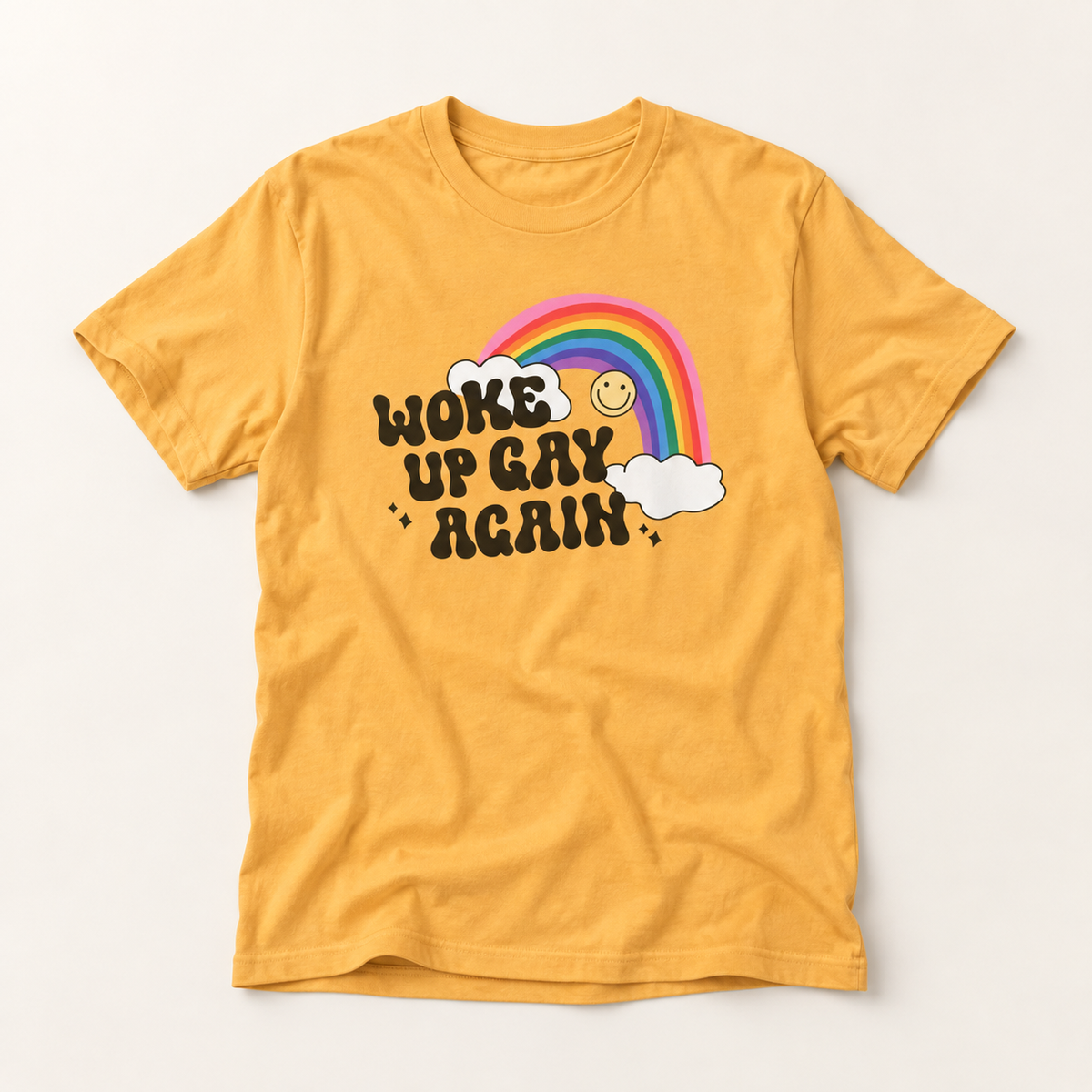 Woke Up Gay Again T-Shirt – Lightweight Cotton Tee | Funny LGBTQ Pride Statement Shirt
