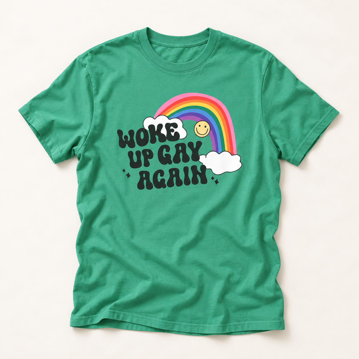 Woke Up Gay Again T-Shirt – Lightweight Cotton Tee | Funny LGBTQ Pride Statement Shirt