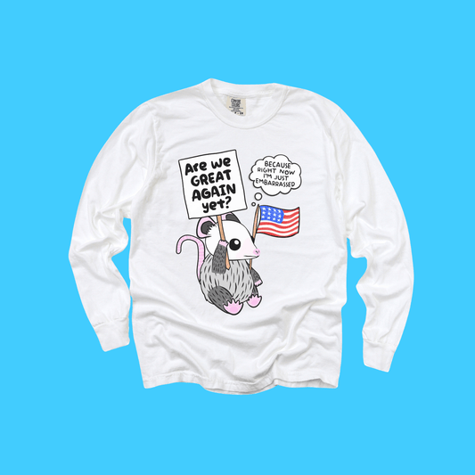 ARE WE GREAT YET? LONG SLEEVE TEE - Resist Supply