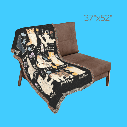 Cat Pattern Woven Blanket – Cute Cats w/Subtle F*ck Trump Throw - Resist Supply