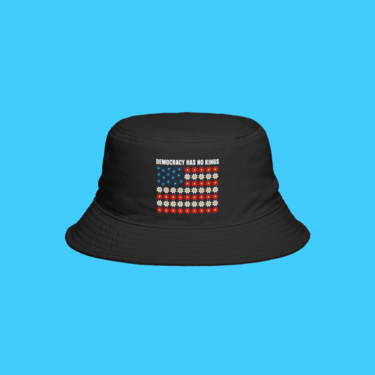 Democracy Has No King American Flag Daisy Bucket Hat - Resist Supply