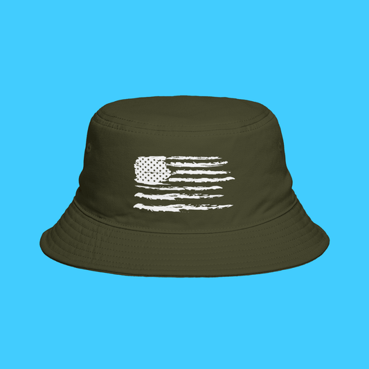 Distressed American Flag Bucket Hat — Patriotic Sun Hat - Resist Supply