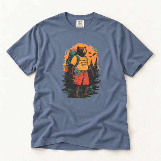 Foxtrot Delta Tango T-Shirt, product photo on warm off-white background