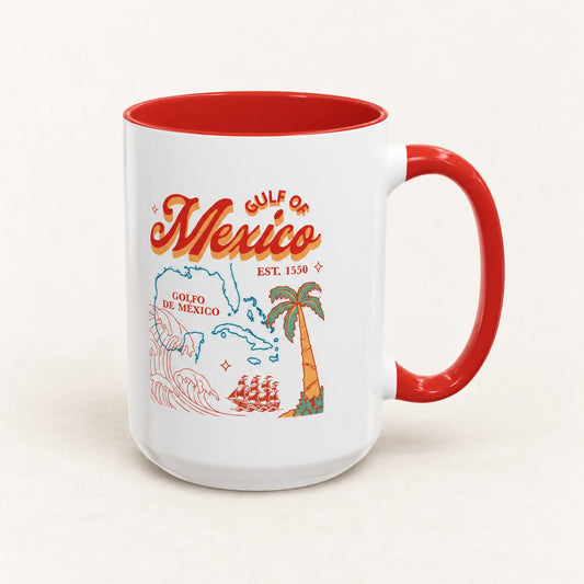 Gulf of Mexico Coffee Mug, 15oz, on a warm off-white background