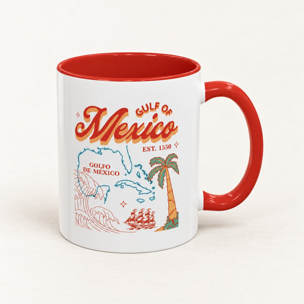 Gulf of Mexico Coffee Mug, 11oz, on a warm off-white background