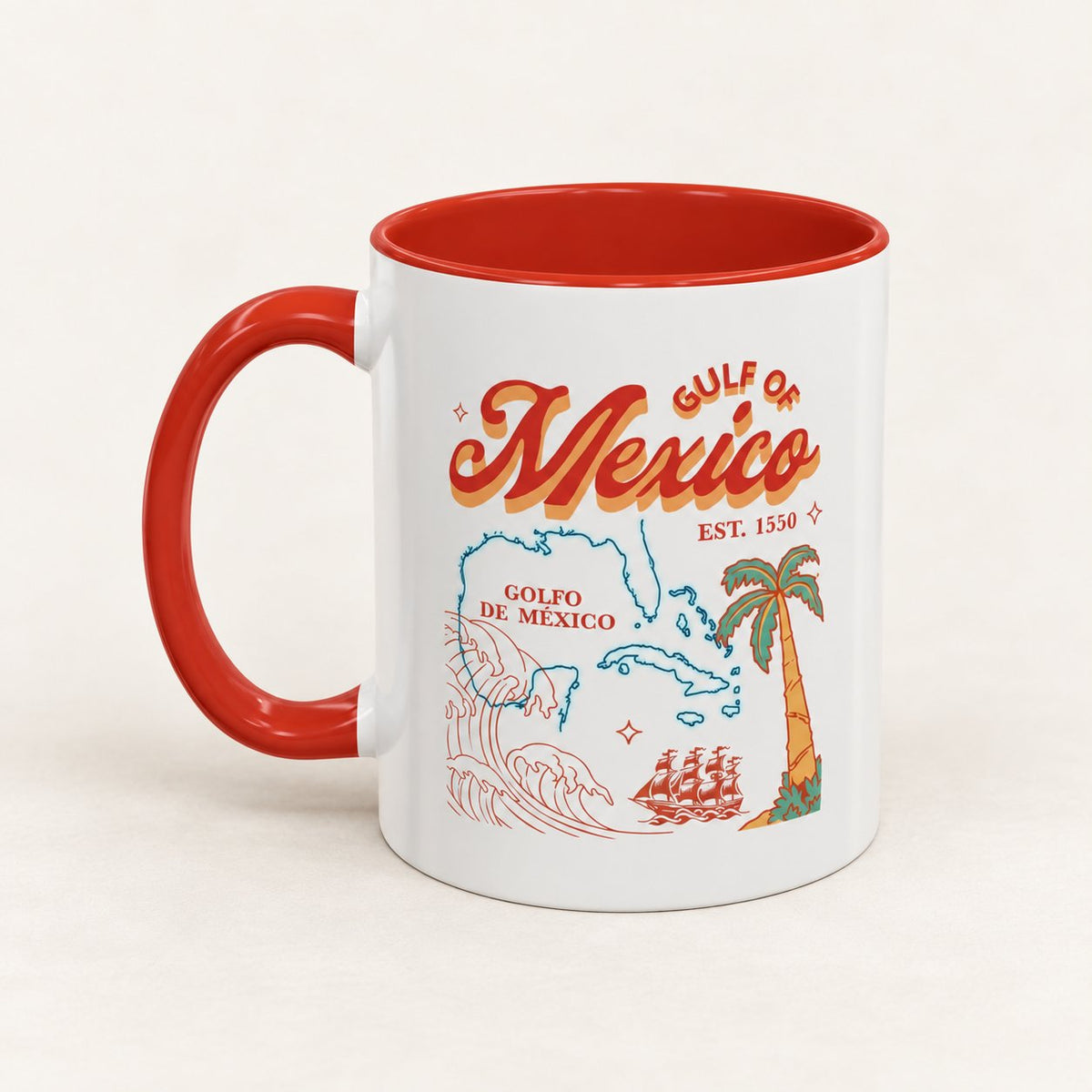 Gulf of Mexico Coffee Mug, alternate view on warm off-white
