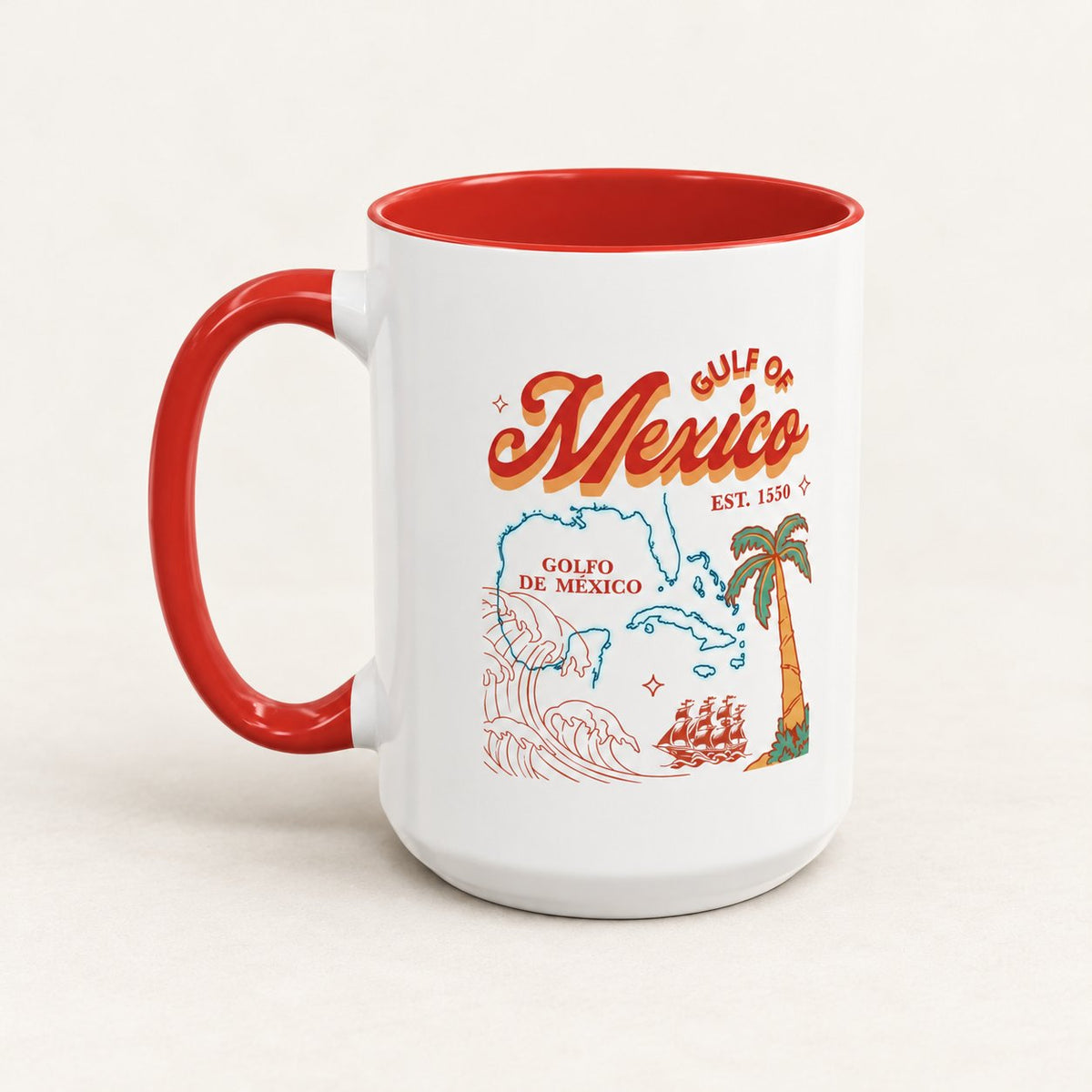 Gulf of Mexico Coffee Mug, alternate view on warm off-white