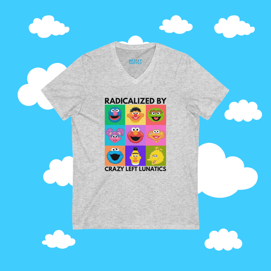 radicalized by crazy left lunatics V-NECK TEE - Resist Supply #