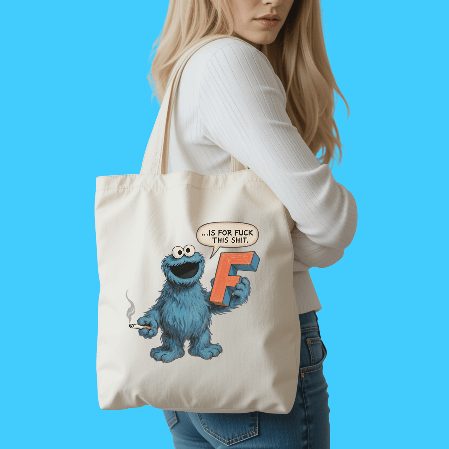 Retro Cookie Parody "F Is For F*ck This Sh*t Canvas Tote Bag - Resist Supply