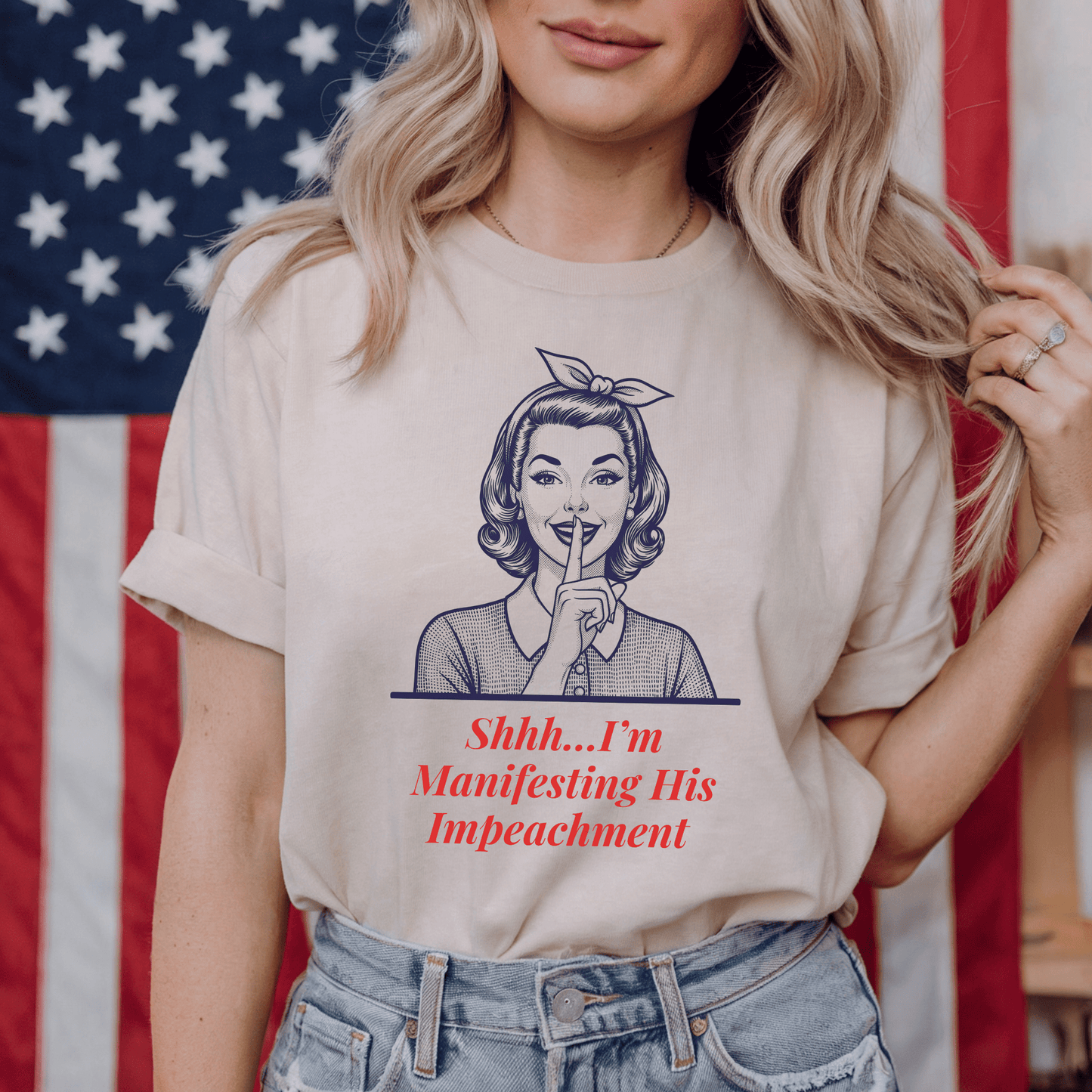 Shhh... I'm Manifesting His Impeachment Retro Feminine Graphic Tee - Resist Supply