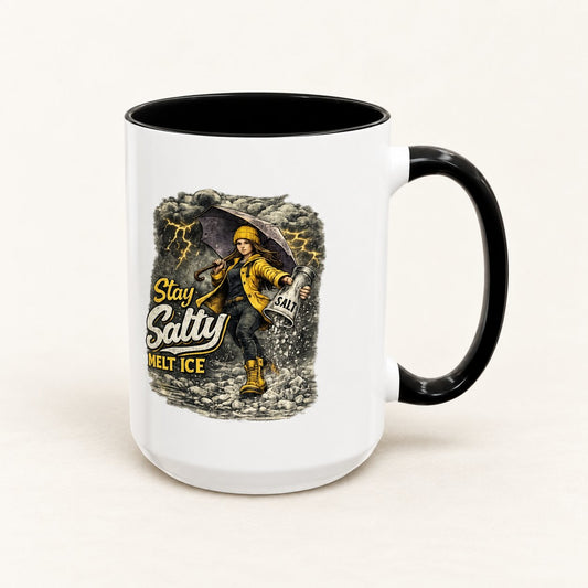 Stay Salty Abolish ICE Coffee Mug on warm off-white background