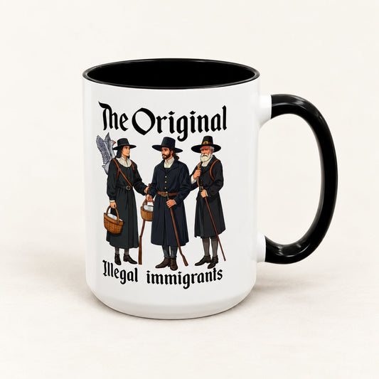 The Original Illegal Immigrants Coffee Mug on warm off-white background