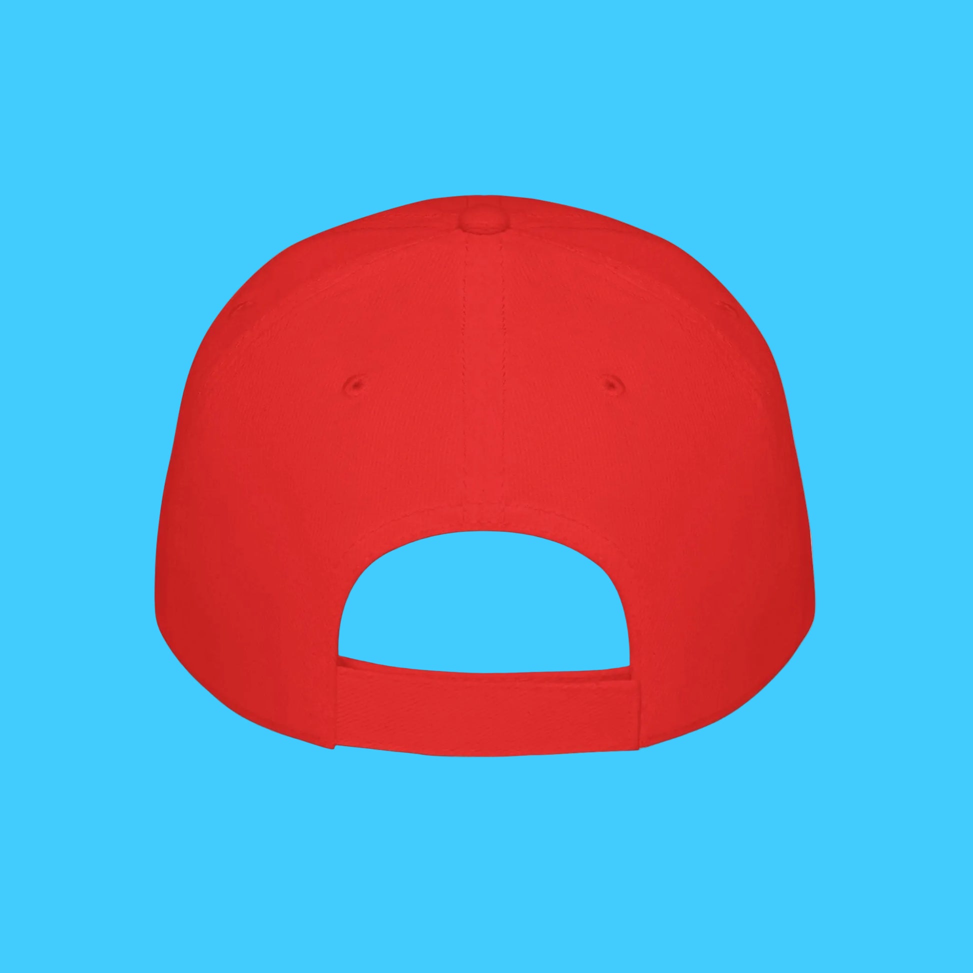Red cap with a gray patch on a white background