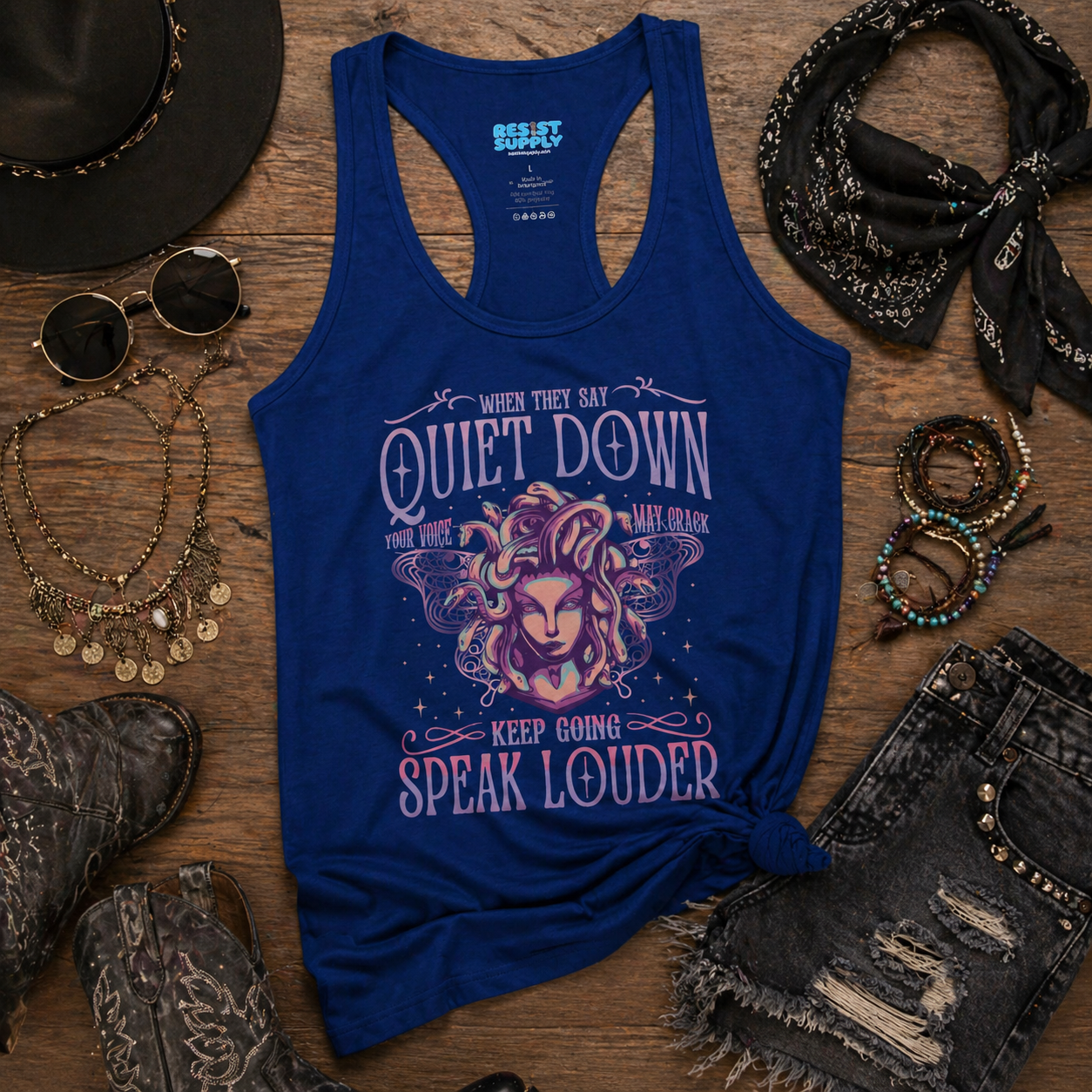 WHEN THEY SAY QUIET DOWN SPEAK LOUDER Racer Back TANK
