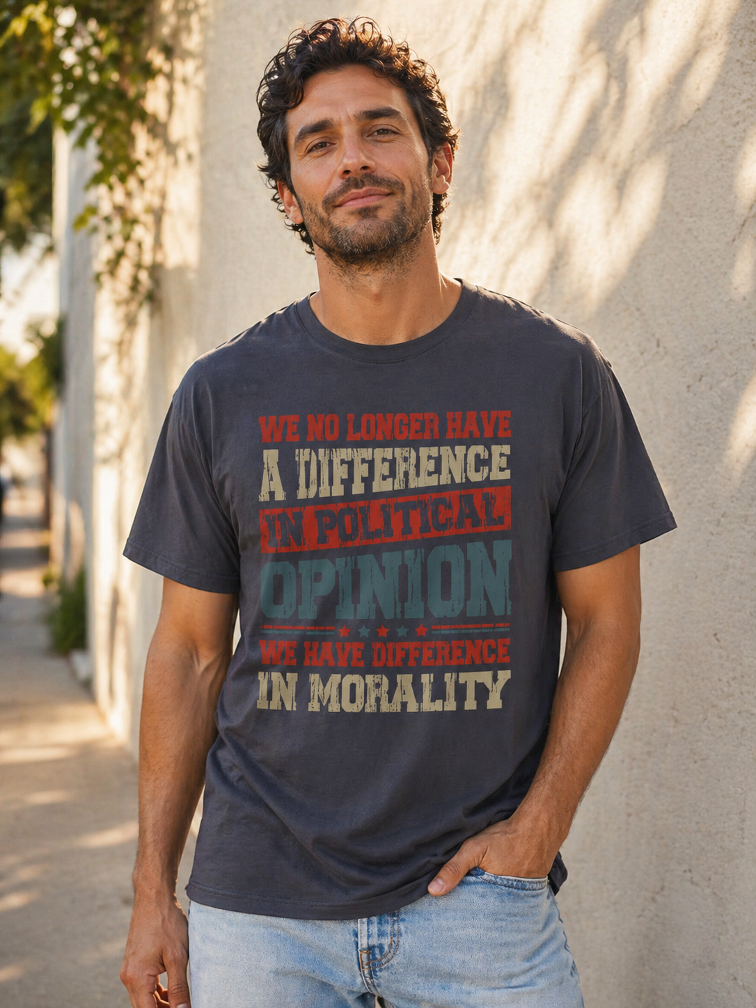 Difference In Morality T-Shirt – Garment Dyed Heavyweight Tee | Political Statement Shirt