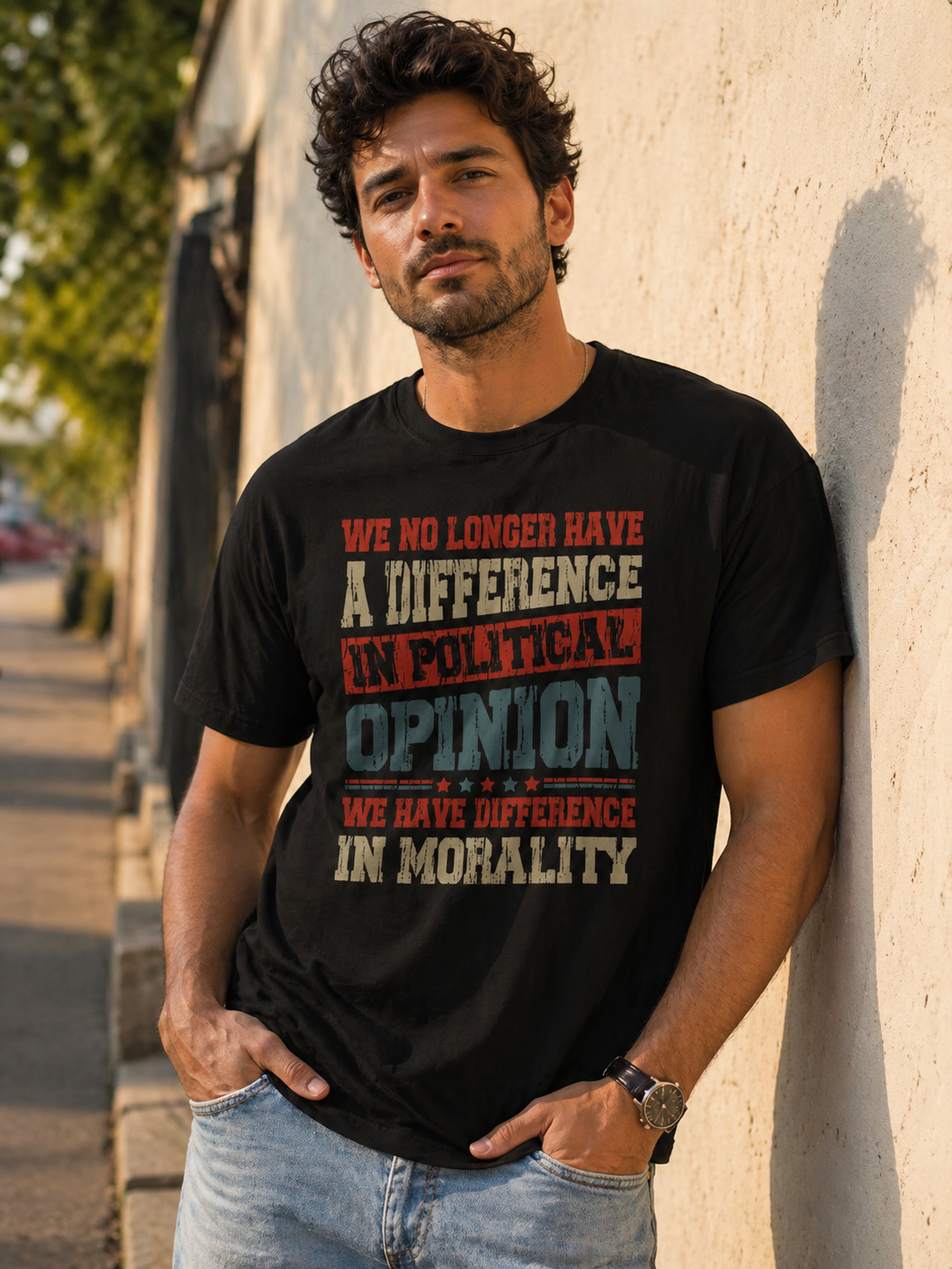 Difference In Morality T-Shirt – Garment Dyed Heavyweight Tee | Political Statement Shirt