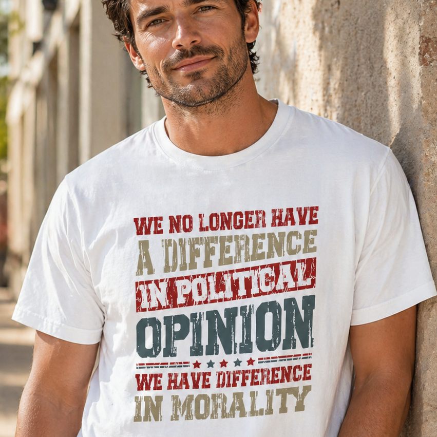 Difference In Morality T-Shirt – Garment Dyed Heavyweight Tee | Political Statement Shirt