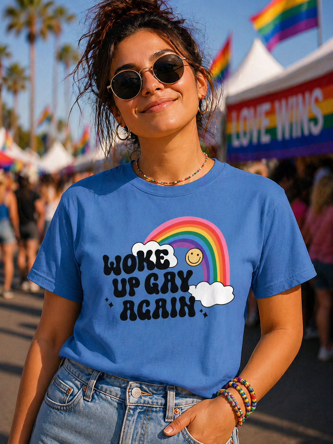 Woke Up Gay Again T-Shirt – Lightweight Cotton Tee | Funny LGBTQ Pride Statement Shirt