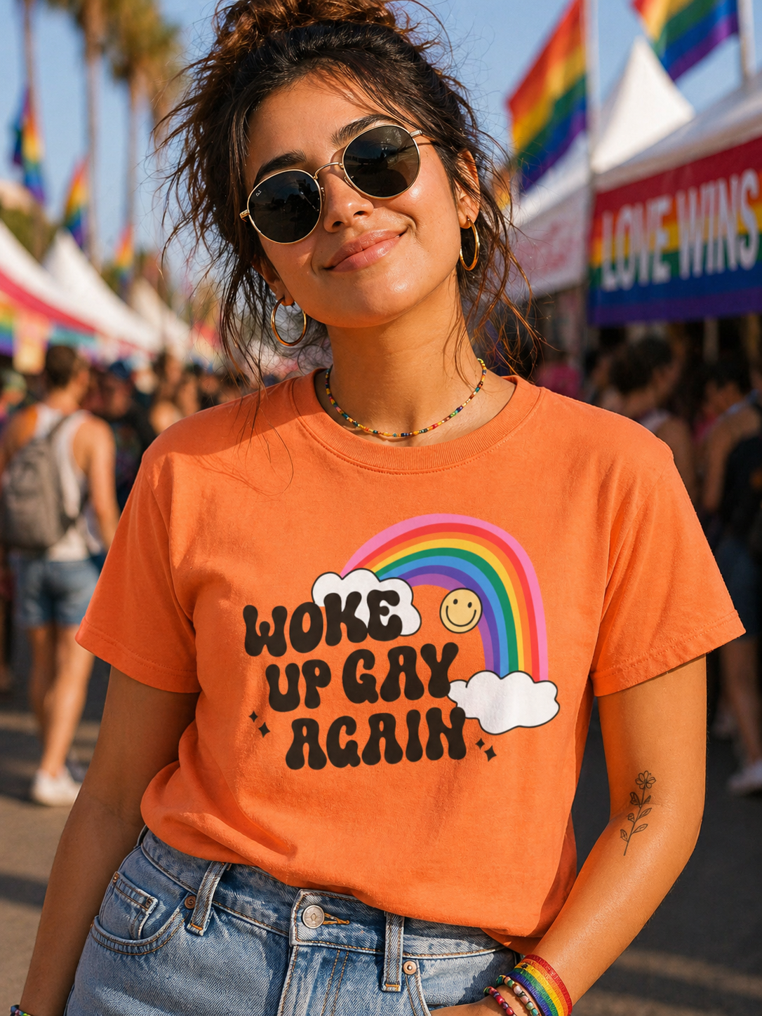 Woke Up Gay Again T-Shirt – Lightweight Cotton Tee | Funny LGBTQ Pride Statement Shirt