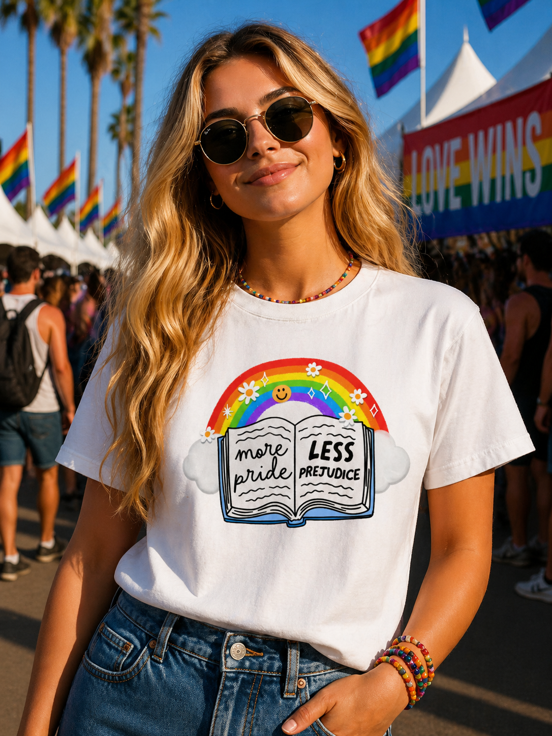 More Pride Less Prejudice T-Shirt – Lightweight Cotton Tee | LGBTQ Pride Activist Statement Shirt