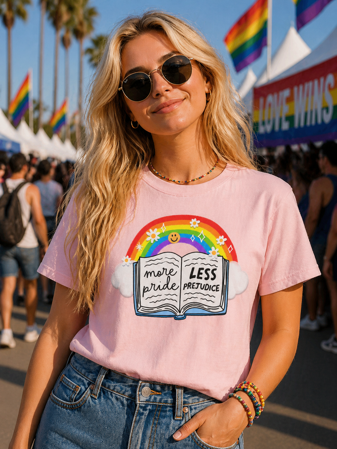 More Pride Less Prejudice T-Shirt – Lightweight Cotton Tee | LGBTQ Pride Activist Statement Shirt