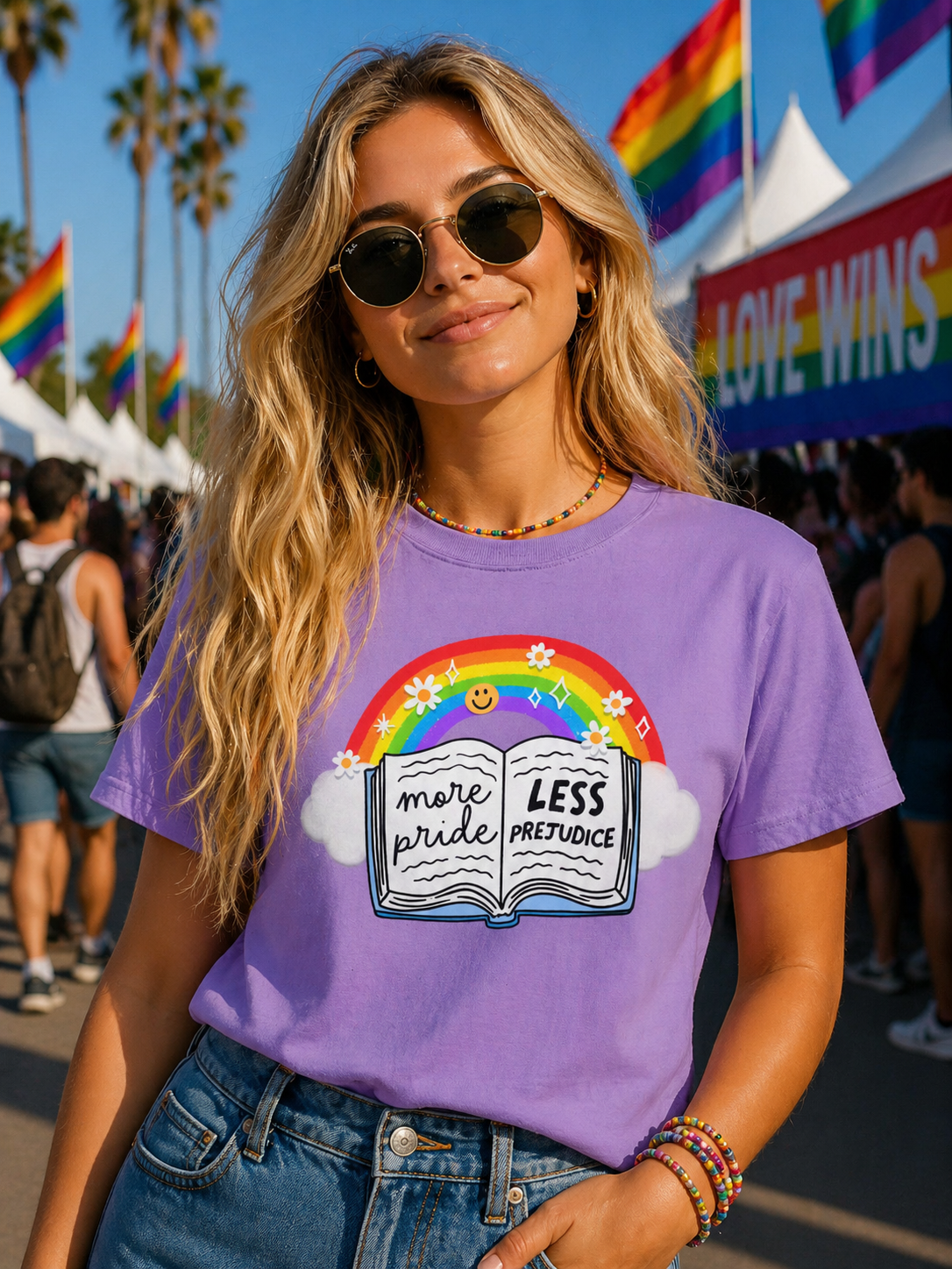 More Pride Less Prejudice T-Shirt – Lightweight Cotton Tee | LGBTQ Pride Activist Statement Shirt