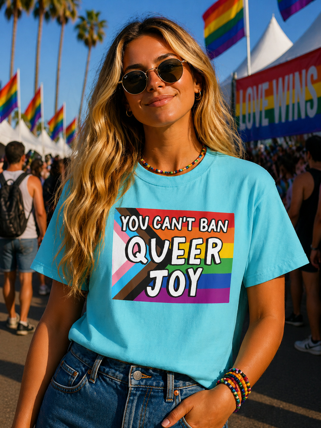 You Can’t Ban Queer Joy T-Shirt – Lightweight Cotton Tee | LGBTQ Pride Statement Activist Shirt