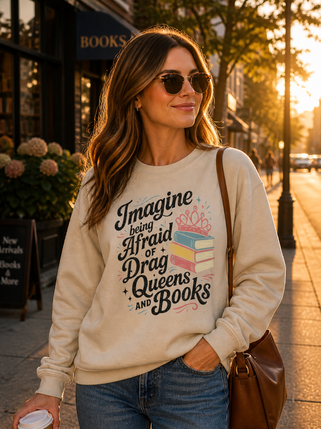 Drag Queen Literary Crewneck Sweatshirt – Cozy Cotton Blend Pullover | LGBTQ Pride Book Lover Sweatshirt
