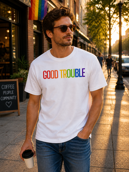 Good Trouble T-Shirt – Lightweight Breathable Cotton Tee | John Lewis Resistance Activist Shirt