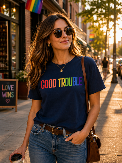 Good Trouble T-Shirt – Lightweight Breathable Cotton Tee | John Lewis Resistance Activist Shirt