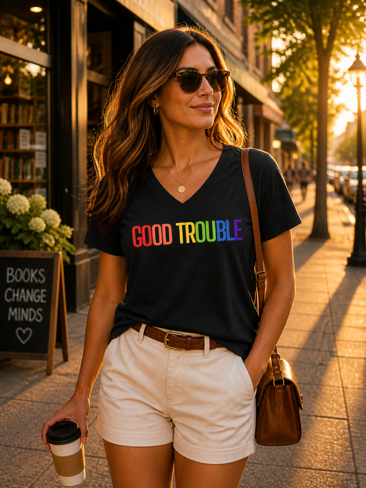 Rainbow Pride LGBTQ V-Neck T-Shirt – Lightweight Cotton Tee | Unisex Pride Graphic Empowerment Shirt