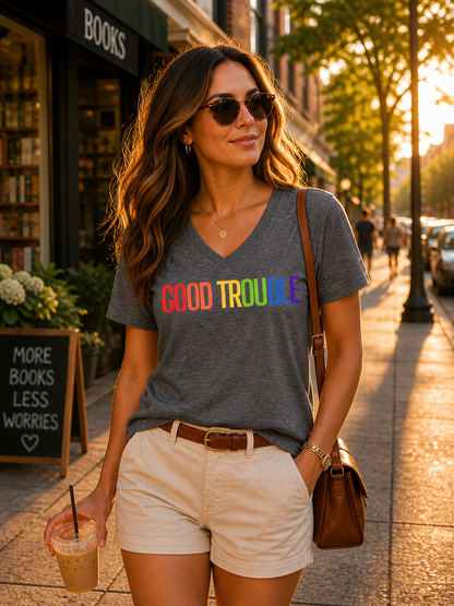 Rainbow Pride LGBTQ V-Neck T-Shirt – Lightweight Cotton Tee | Unisex Pride Graphic Empowerment Shirt