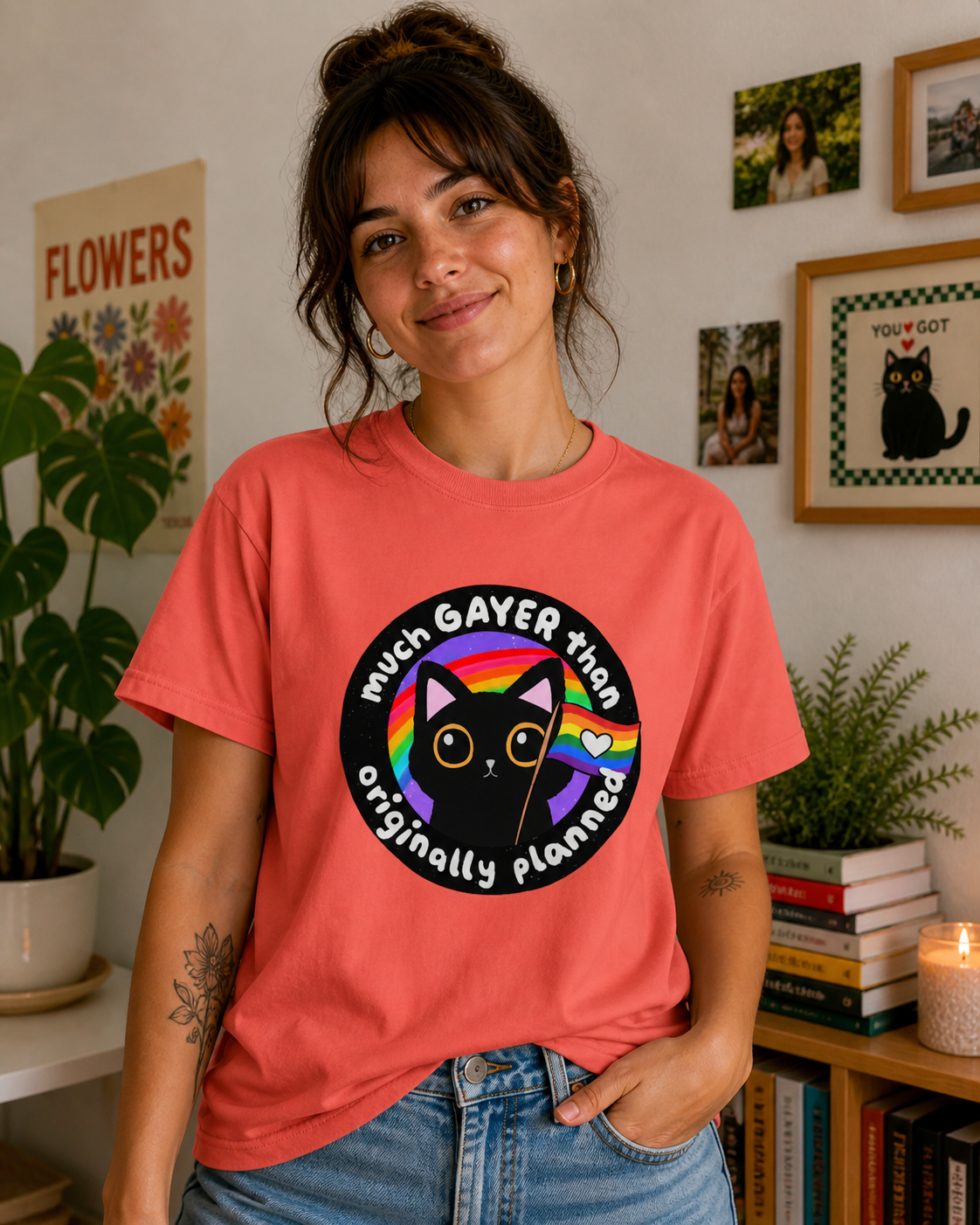 Much Gayer Than Originally Planned T-Shirt – Lightweight Cotton Tee | Funny LGBTQ Pride Shirt