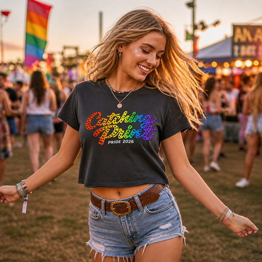 Catching Print Crop Top – Lightweight Festival Tee | Activist Statement Top